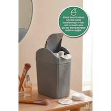 Kapaklı Mini Çok Amaçlı Saklama Kutusu Masa Üstü Organizer Banyo Mutfak Küçük Çöp Kovası Beyaz