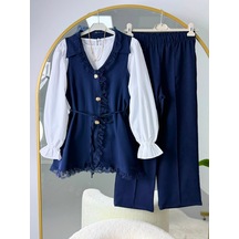 Lovie Moda Vera Dantel Detaylı Bağlamalı İkili Takım Lacivert