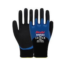 Nmf134 Mikro Köpük Nitril Kaplı Polyester Örgü Eldiven Mavi Siyah