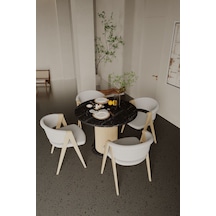 Antoryum Yuvarlak Yemek Masası Mutfak Masası Balkon Salon Masa Ahşap Ayaklı