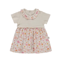 Civil Baby Çiçek Yaprak Empirme 6-18 Ay Tulum - Bej