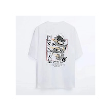Tarzsokak Unisex Beyaz Oversize T-shirt Baskılı Osaka Tişört