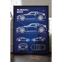 Subaru Brz Siyah Ahşap Çerçeveli Poster, Dekoratif Araba Duvar Tablosu