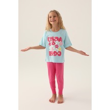U.s. Polo Assn 1812 Kız Çocuk Pijama Takım Açık Mavi V1 Mavi