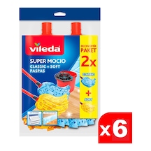 Vileda Supermocio Klasik + Ahşap Yedek Paspas 6 x 2'li