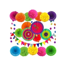 Yuntech01 Parti Dekorasyonu 20'li Set: Çok Renkli Kağıt Çıtçıt Ve Toplar - Düğün, Doğum Günü İçin Kolay Kurulumlu Renkli Dekor Paketi Çok Renkli