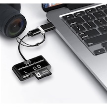 Type-c Micro Usb 3in1 Sd Micrsd Kart Okuyucu Otg Çevirici Kablosu 5256