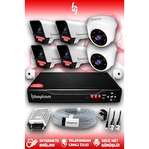 Bayicam 6 Kameralı Süper 2 İç Kamera Set HDD'siz 5 MP 2K Net Gece Görüşlü Güvenlik Kamerası Sistemi