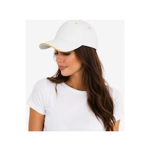 Neco Giyim Düz Baseball Şapka Arkası Cırtlı Ayarlanabilir Unisex Kep Günlük Spor Basic Model Şapka Beyaz-sarı