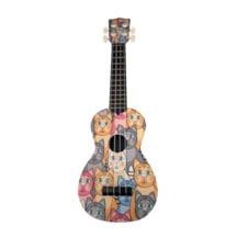 Hawiian Soprano Kedi Desenli Komposit Ukulele