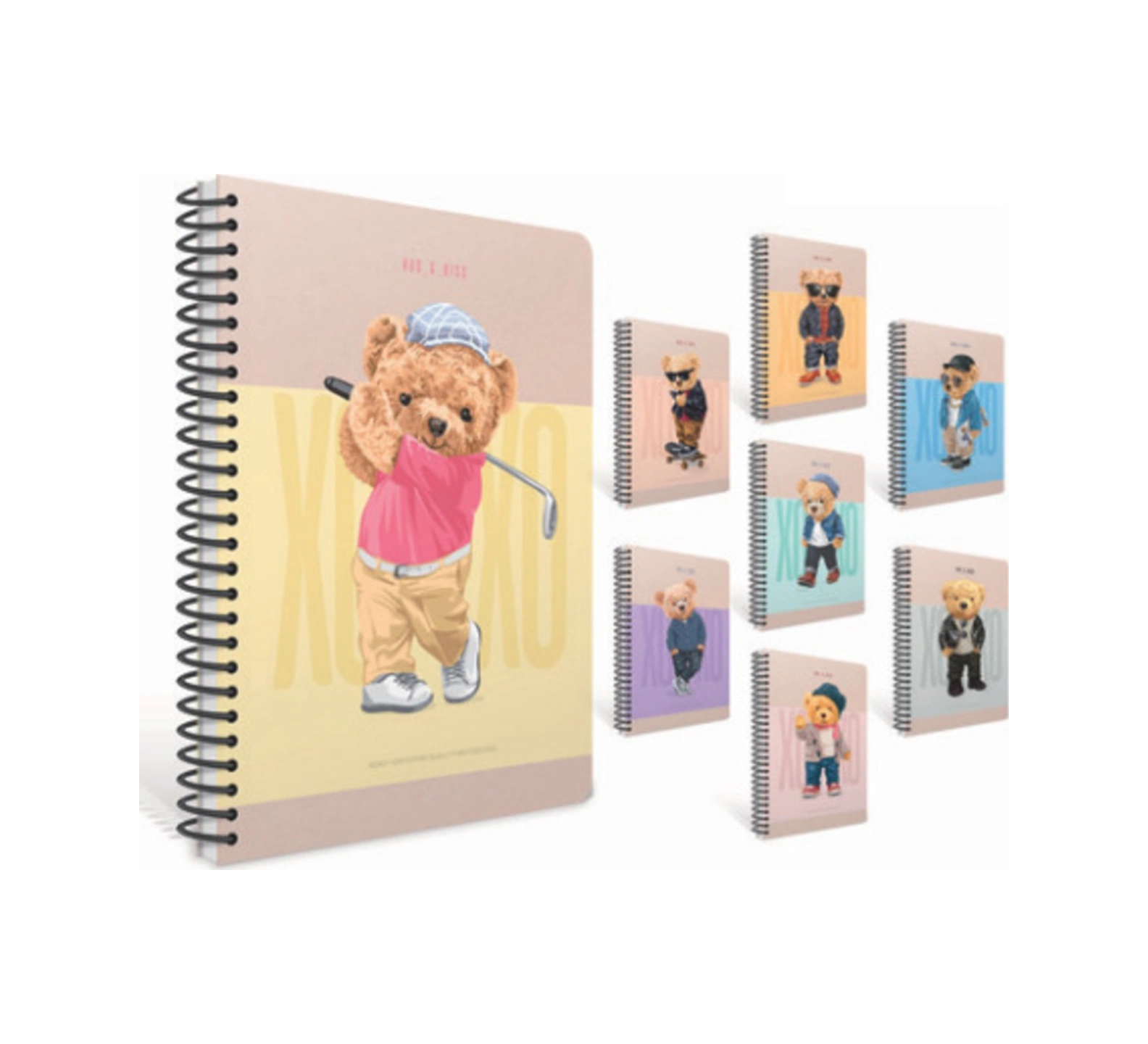 Xoxo Spiralli Sert Kapak Not Defteri 17x24cm 120 Yaprak Kareli 6267 Karışık Renk 1 Adet Karışık