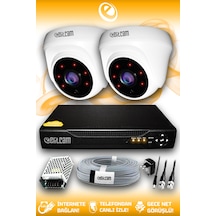 Elitcam 2 Kameralı Dome 2 İç Kamera Set HDD'siz Full HD Gece Görüşlü Güvenlik Kamerası Sistemi