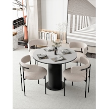 Avvio Rio 90x90 Lake Mdf Ptt Ayak Yuvarlak Mutfak Masası Takımı Yemek Masası Takımı Düz Beyaz