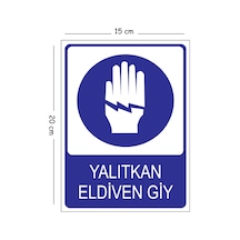 Metal Yalıtkan Eldiven Giy 15x20 Cm Uyarı İş Güvenliği Levhası
