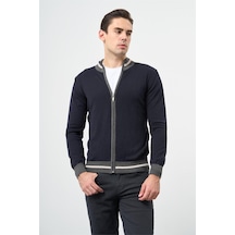 Koyu Lacivert Uzun Kol Düz Örme Dik Yaka Classic Slim Fit Triko 1012245203 Koyu Lacivert