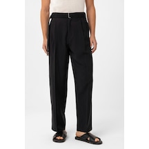 Antioch Modal Kumaş Relax Fit Kemerli Erkek Pantolon Siyah