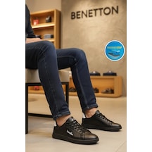 United Colors Of Benetton Siyah Bağcıklı Cilt Memory Foam Erkek Spor Ayakkabı Bnı-12087 M