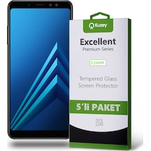 Samsung Galaxy A8 Plus 2018 ile Uyumlu Kırılmaz Temperli Ekran Koruyucu Cam Ekonomik 5'li Paket