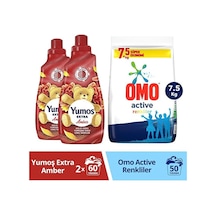 Yumoş Yumuşatıcısı Amber 1440ml 2adet Omo Active Fresh Toz Çamaşı 3'lü Set
