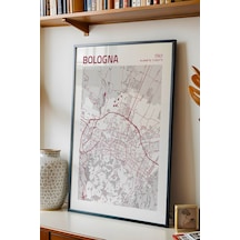 Bologna İtalya Italy Haritası Çerçeveli Tablo Lüks Salon Ofis Duvar Dekorasyonu Hediyelik Tablo
