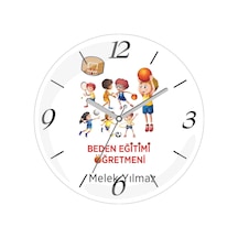 Kişiye Özel Beden Eğitimi Öğretmeni Pota Çap 30 Bombeli Gerçek Cam Duvar Saati Siyah