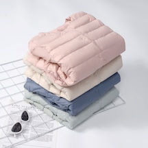 Hafif Kadın Kısa Yuvarlak Yakalı Düz Renk Kuş Tüyü Ceket Sıcak Mont Allık