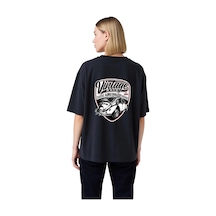 Paybuy Kadın Oversize Tişört Vintage Yarış Araba Baskılı Retro Tasarım R Siyah