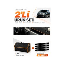 Dacia Duster 3 Nesil 2024-2026 Uyumlu Torpido Örtüsü + Deri Çanta + Sticker - Siyah Kahverengi