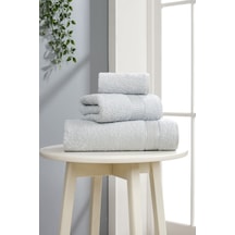 Clara Model 3'lü Banyo Havlu Seti Gri