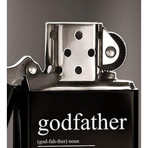 Godfather Tasarımlı Renkli Baskılı Siyah Benzinli Metal Çakmak 50 x 22