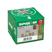 SPAX-M, 3,5 x 50 mm, 200 Adet, Yarım Dişli, Havşa Başlı