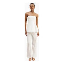 Because Of Alice Strapless Linen A - Line Bodice Kadın Üst Beyaz Because Of Alice Strapless Linen A - Line Bodice Kadın Üst Beyaz