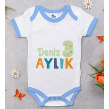 Bk Gift Bk Kids Kişiye Özel Mavi Bebek Body Zıbın - Model 173