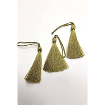 FdayAksesuar Dekoratif Şerit Koyu Sarı Simli Tekli Püskül 7 cm (10 adet) FRDY11339