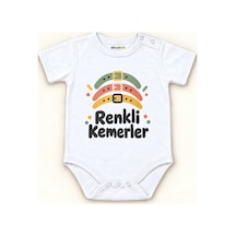 Babylimon Renkli Kemerler Beyaz Kısa Kollu Çıtçıtlı Bebek Zıbını Beyaz - Renkli Kemerler - 928161948 Beyaz - Renkli Kemerler