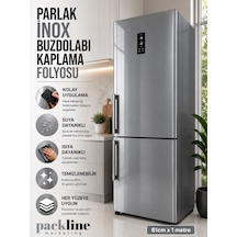 Packline Marketing Parlak İnox Gribuzdolabı Kaplama Folyosu 61cm X 1metre Gri