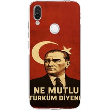 Redmi Note 7 Uyumlu Ne Mutlu Türkiye Bayrak Atatürk Baskılı Silikon Kılıf Renkli