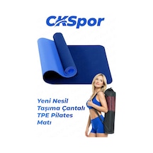 6 Mm Tpe Kaymaz Pilates Yoga Matı 180x60 Cm Taşıma Çantalı Profesyonel Spor Matı Özel Seri Mavi