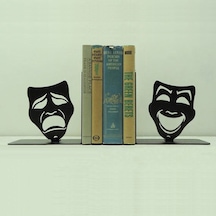 Maske Figürlü Dekoratif Metal Kitap Tutucu - Kitap Desteği