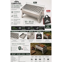 Campsteel "grand-pro" 50x30 Cm Alev Yapmayan Katlanabilir Inox Mangal Gri