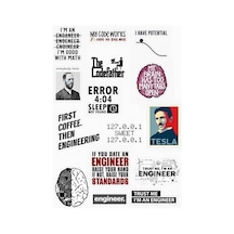 Mühendis - Engineer Tasarımlı 15 ' Li Sticker Seti Abanoz
