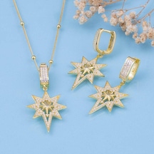Gümüş Pazarım Altın Kaplama Top Zincirli 925 Ayar Gümüş Kutup Yıldızı Set Gümüş