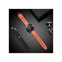 Huawei Watch Gt Runner Uyumlu 22mm Desenli Spor Line Design Silikon Kordon, Turuncu