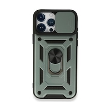Newface Apple İphone 15 Pro Kılıf Pars Lens Yüzüklü Silikon - Yeşil