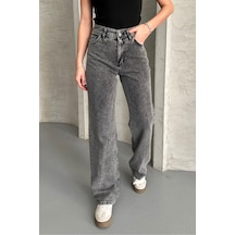 Palazzo Füme Yüksek Bel Jeans Füme