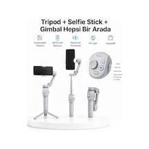 3 Eksen Telefon Gimbal Stabilizer Yapay Zeka Takipli Katlanabilir Dahili Dolgu Işıklı Video Sabitleyici Standart