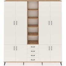 Arges Dolap 17 Raflı 4 Çekmeceli 8 Kapaklı 220x30x243 Çam-aytaşı/aytaşı Aytası/aytası