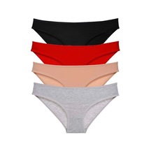4 Adet Süper Eko Set Likralı Kadın Slip Külot Siyah Kırmızı Ten Gri Çok Renkli