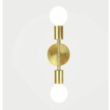 Rys Retro Gold Metal 2 Li Dekoratif Rustik Duvar Aplik Gold