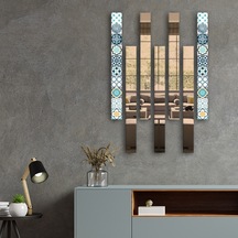 Decorita Dekor Camı Modern Çini Desen Cam ve Bronz Ayna 7'liTakım Bronz